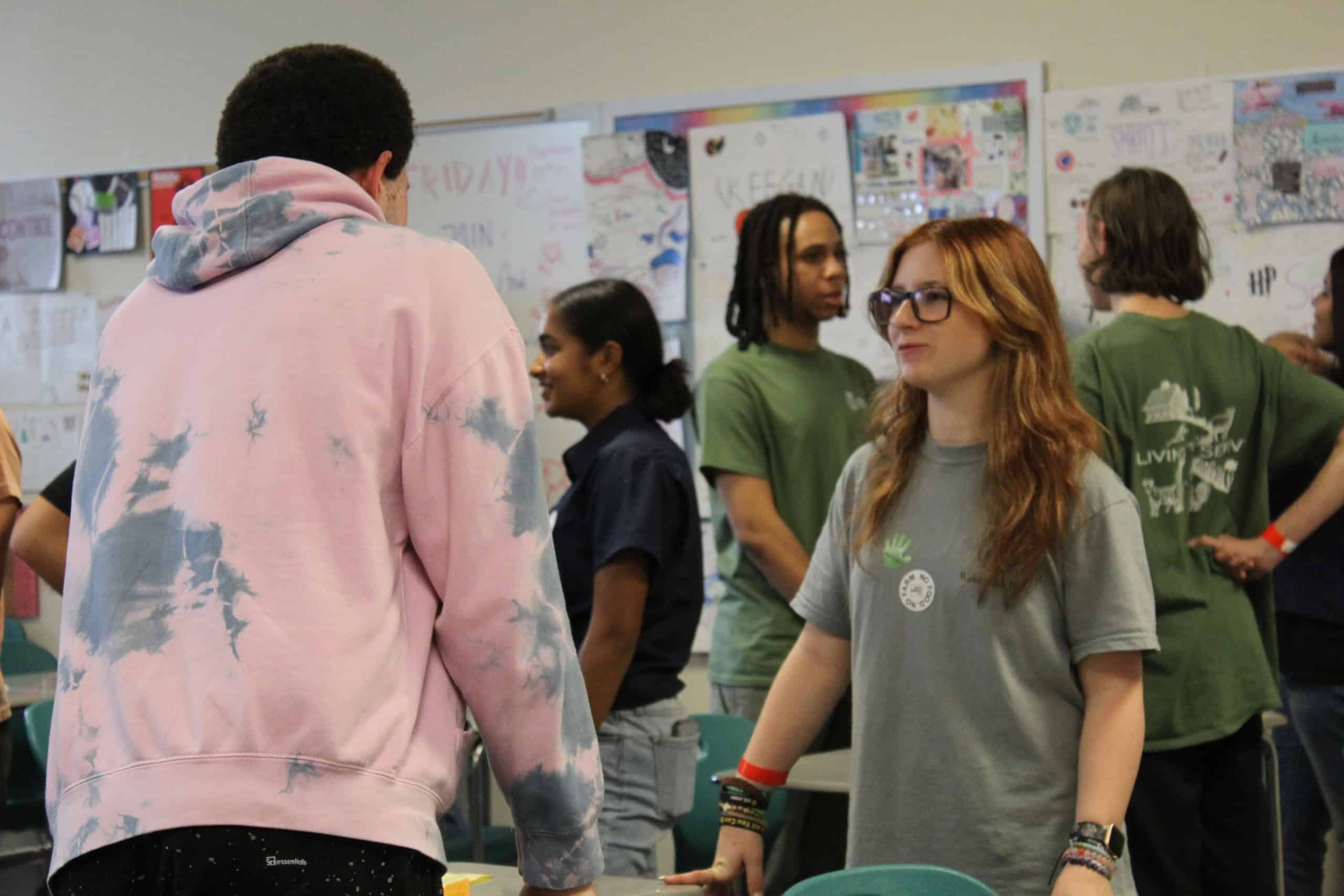 Students meeting other students from different chapters during a workshop.