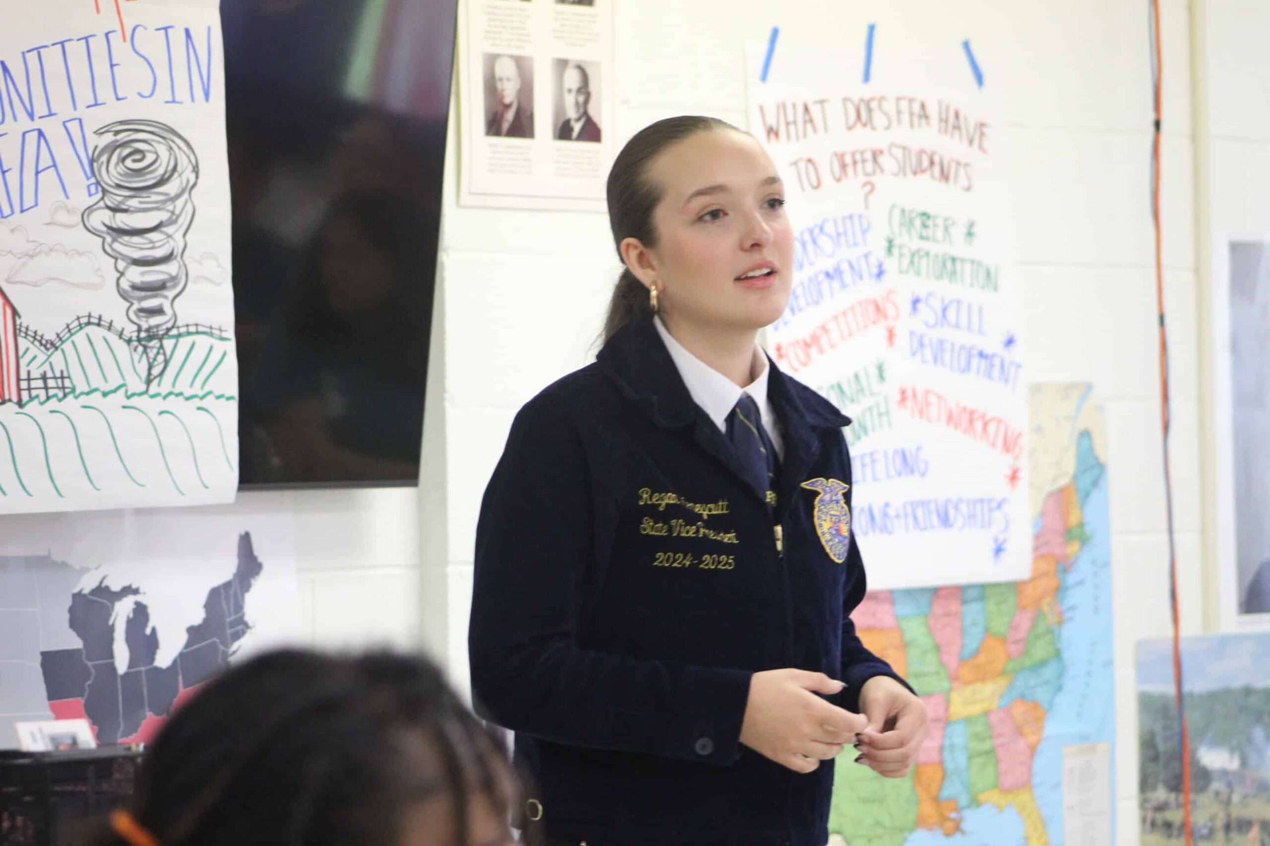 North Carolina FFA State Vice President Regan Honeycutt facilitating a workshop.