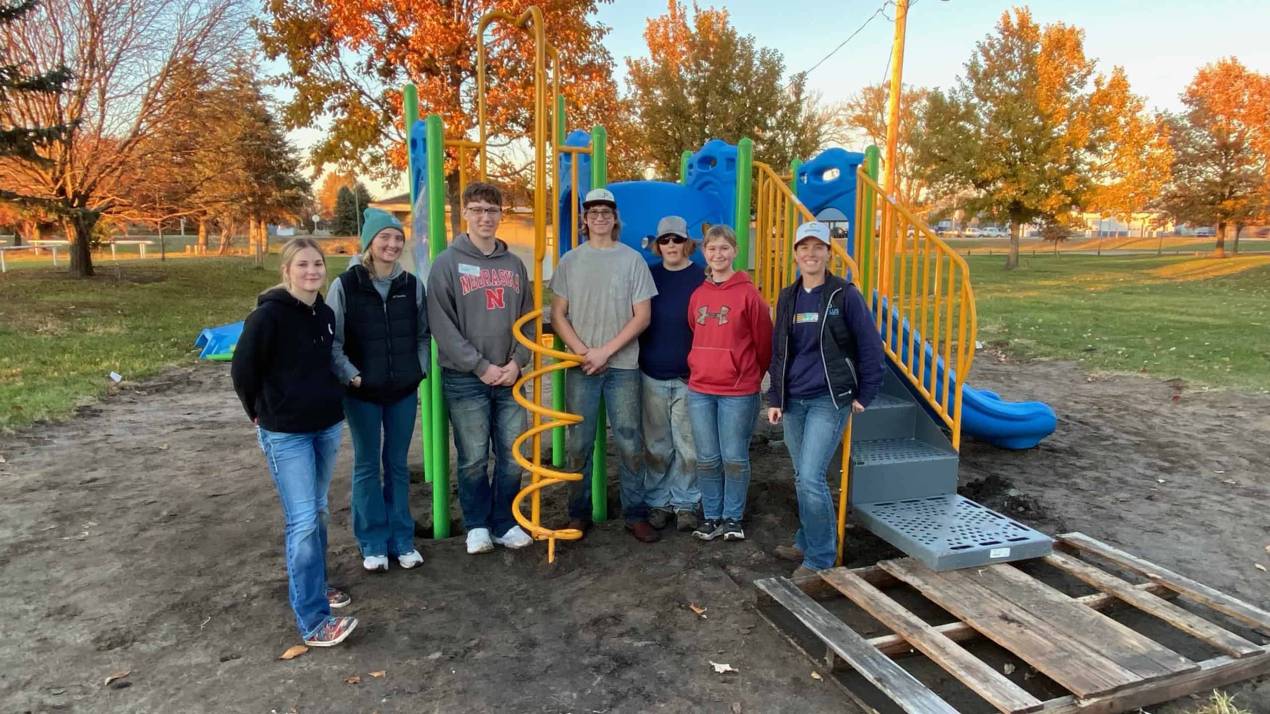 Rock County FFA Sets Up Playground Equipment for City Park