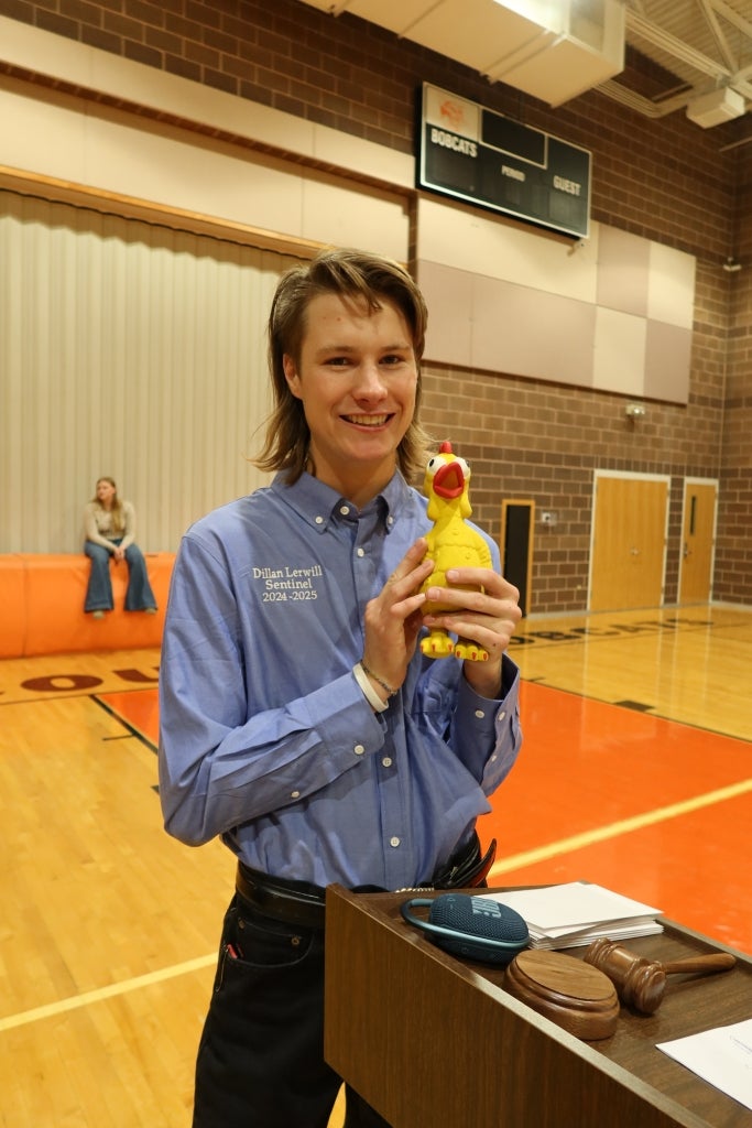 North Upper Snake River District Sentinel Dillan Lerwill is ready to present Patricia.