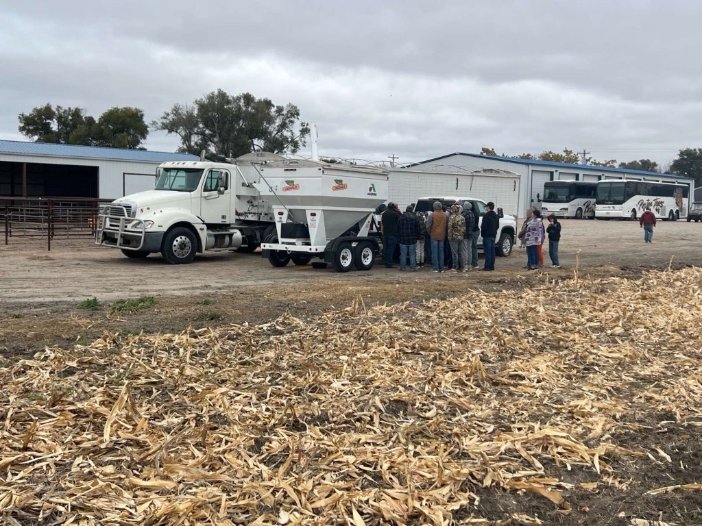 To celebrate the harvest of his first crop, Drews invited community members and students to the plot for an educational event. Photo courtesy of Landon Drews.