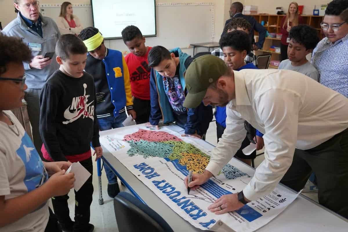 Shell visits one of the many elementary schools that celebrated agricultural education week.