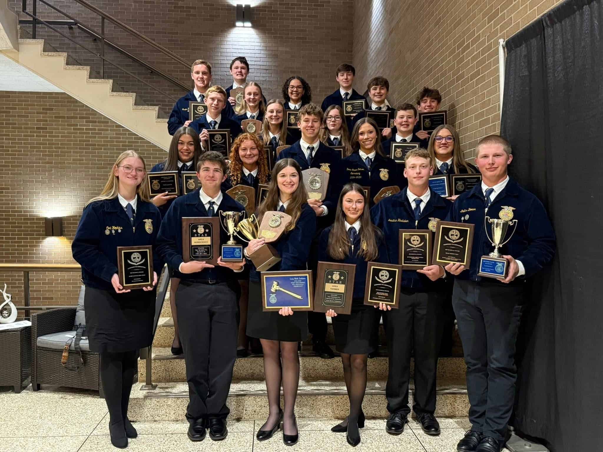 The Paris FFA Chapter with awards members earned.