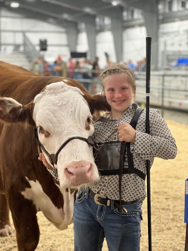 Sophia Stitzlein’s Supervised Agricultural Experience includes raising and showing cattle. Photo courtesy of Vanessa Stitzlein.