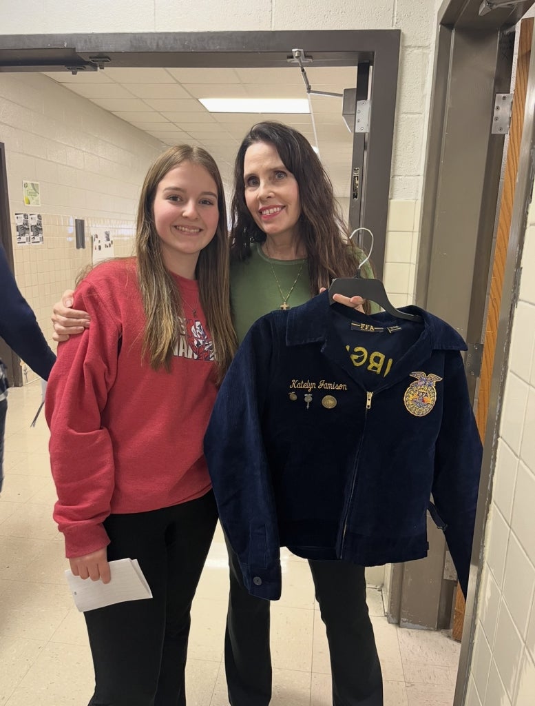 Katelyn Jamison from the Magna Vista FFA Chapter with her teacher.