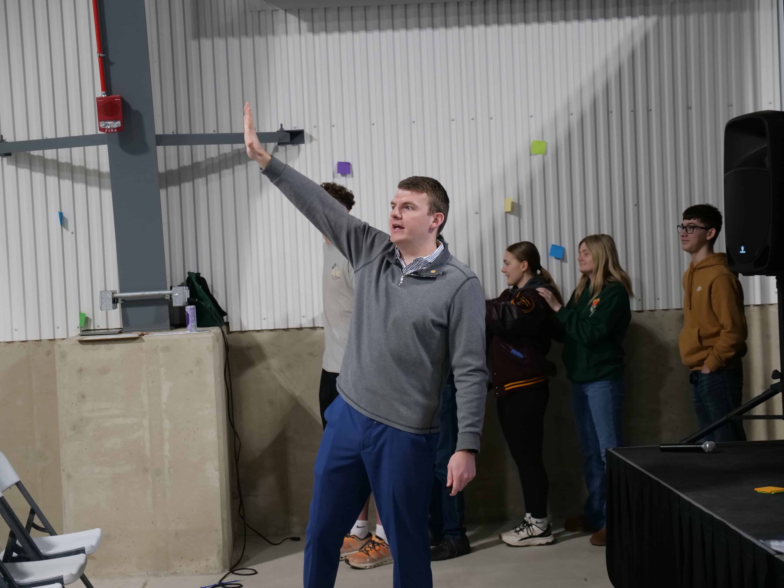 Luke Jennings instructs members to stop the “train activity.”