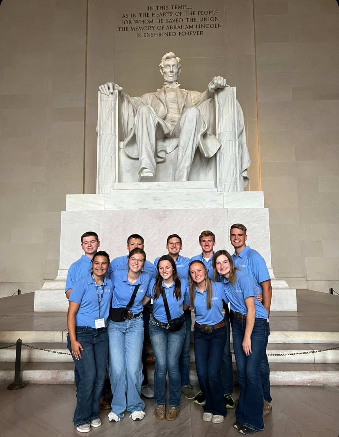 The 2024-25 Ohio FFA State Officer Team during their time in Washington, D.C.
