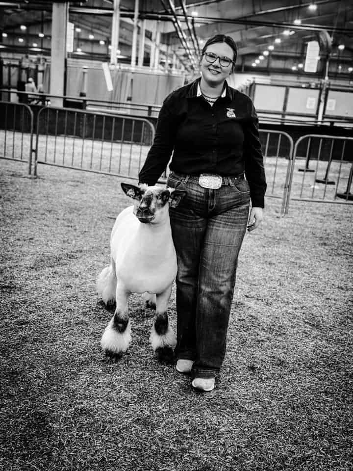 Helmke with one of her show lambs.