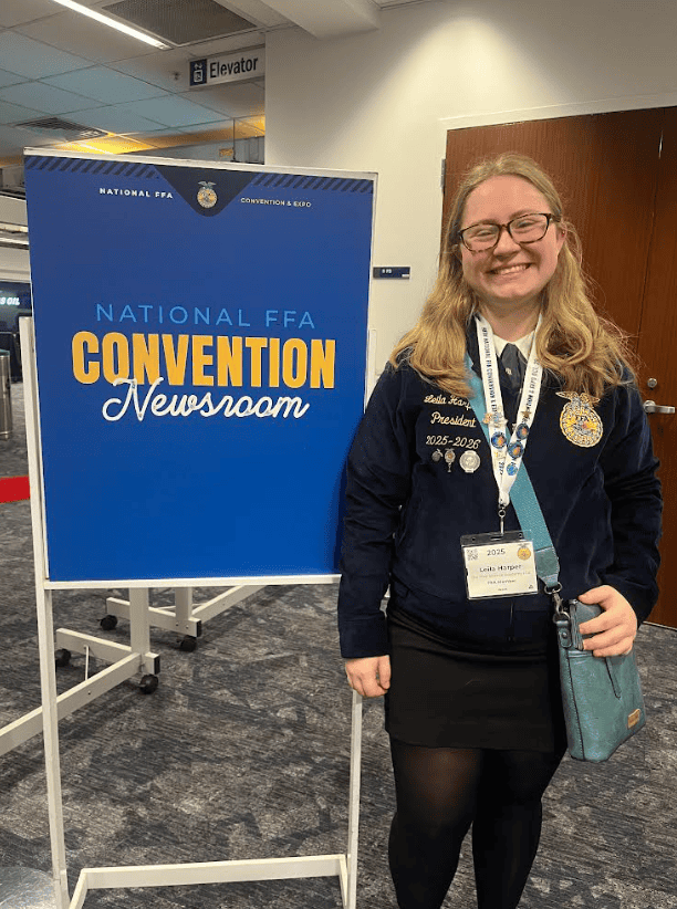 Touring the National FFA Convention Newsroom at the top of Lucas Oil Stadium!