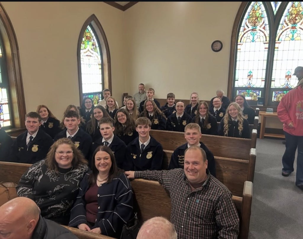 Tippecanoe Valley FFA members at an FFA Sunday church service.